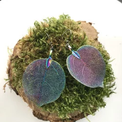 Boucles d’oreilles Feuilles Arc-en-ciel .