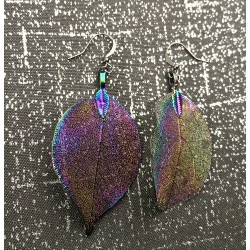 Boucles d’oreilles Feuilles Arc-en-ciel .