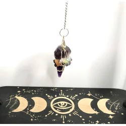 Pendule hexagonale Améthyste & Arbre de vie 7 chakras.