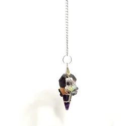 Pendule hexagonale Améthyste & Arbre de vie 7 chakras.
