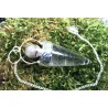 Pendule Cône Cristal de Roche Avec anneau argenté & Fluorite