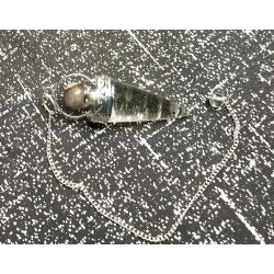 Pendule Cône Cristal de Roche Avec anneau argenté & Fluorite