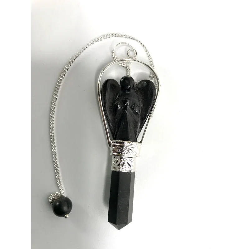 Pendule Ange Agate noire.