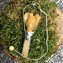 Pendule Ange Quartz jaune