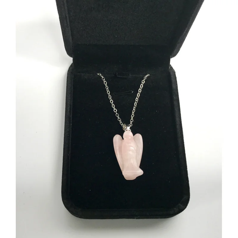 Pendentif Ange Quartz rose.