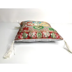 🕉️ Coussin Blanc Double Dorje pour Bol Tibétain – 20x20 cm