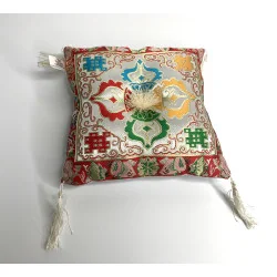 🕉️ Coussin Blanc Double Dorje pour Bol Tibétain – 20x20 cm