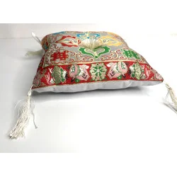🕉️ Coussin Blanc Double Dorje pour Bol Tibétain – 20x20 cm