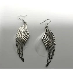 Boucles d’oreilles pendantes, Ailes d’Ange & Plumes Blanches