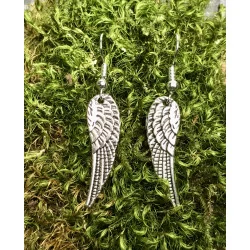 Boucles d’Oreilles Ailes d’Ange – Alliage Argenté.