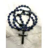 Chapelet en Lapis Lazuli & Hématite avec Croix en verre