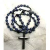 Chapelet en Lapis Lazuli & Hématite avec Croix en verre