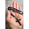 Chapelet en Lapis Lazuli & Hématite avec Croix en verre