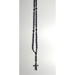 Chapelet en Lapis Lazuli & Hématite avec Croix en verre