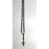Chapelet en Lapis Lazuli & Hématite avec Croix en verre
