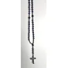 Chapelet en Lapis Lazuli & Hématite avec Croix en verre