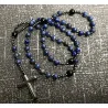 Chapelet en Lapis Lazuli & Hématite avec Croix en verre