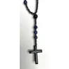 Chapelet en Lapis Lazuli & Hématite avec Croix en verre