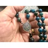 Chapelet St Benois & Lave 1cm ,Perle noire 4mm et Apatite Bleue 8 mm