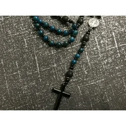 Chapelet St Benois & Lave 1cm ,Perle noire 4mm et Apatite Bleue 8 mm