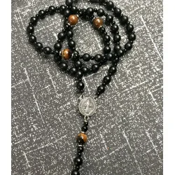 Chapelet en Obsidienne Noire & Œil de Tigre
