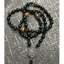 Chapelet en Obsidienne Noire & Œil de Tigre