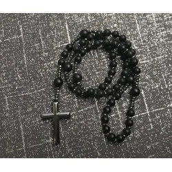 Chapelet Énergétique - Hématite & Onyx Noir Givré.