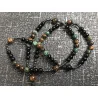 Chapelet Énergétique – Œil de Tigre & Turquoise Africaine (Pin Africain) & Agate Noire & Hématite