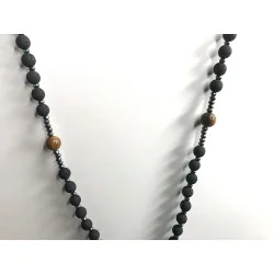 Chapelet de Connexion Pierre Volcanique, Œil de Tigre & Hématite.