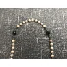 Chapelet Rose ,Perle de Culture d’Eau Douce, Hématite, Agate Noire