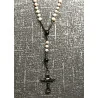 Chapelet Rose ,Perle de Culture d’Eau Douce, Hématite, Agate Noire