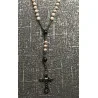 Chapelet Rose ,Perle de Culture d’Eau Douce, Hématite, Agate Noire