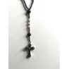 Chapelet Rose ,Perle de Culture d’Eau Douce, Hématite, Agate Noire