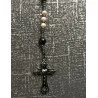 Chapelet Rose ,Perle de Culture d’Eau Douce, Hématite, Agate Noire