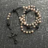 Chapelet Rose ,Perle de Culture d’Eau Douce, Hématite, Agate Noire