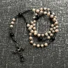 Chapelet Rose ,Perle de Culture d’Eau Douce, Hématite, Agate Noire