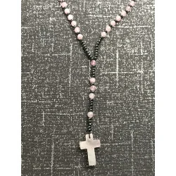 Chapelet de Douceur & Connexion – Quartz Rose & Hématite.