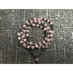 Chapelet de Douceur & Connexion – Quartz Rose & Hématite.