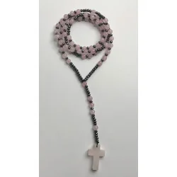 Chapelet de Douceur & Connexion – Quartz Rose & Hématite.
