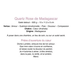🌸 Galet de Quartz Rose de Madagascar – Base plate.