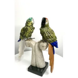 🦜 Couple de Perroquets Sculptés