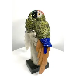 🦜 Couple de Perroquets Sculptés