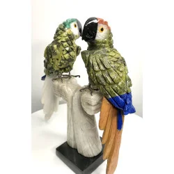 🦜 Couple de Perroquets Sculptés