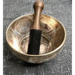 🌕 Bol Tibétain Argenté Gravé