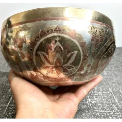 🌕 Bol Tibétain Argenté Gravé