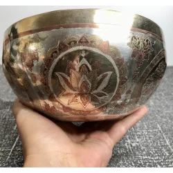 🌕 Bol Tibétain Argenté Gravé