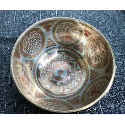 🌕 Bol Tibétain Argenté Gravé