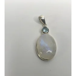 🔮 Pendentif Pierre de Lune & Topaze Bleue