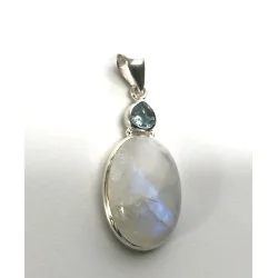 🔮 Pendentif Pierre de Lune & Topaze Bleue