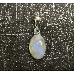 🔮 Pendentif Pierre de Lune & Topaze Bleue